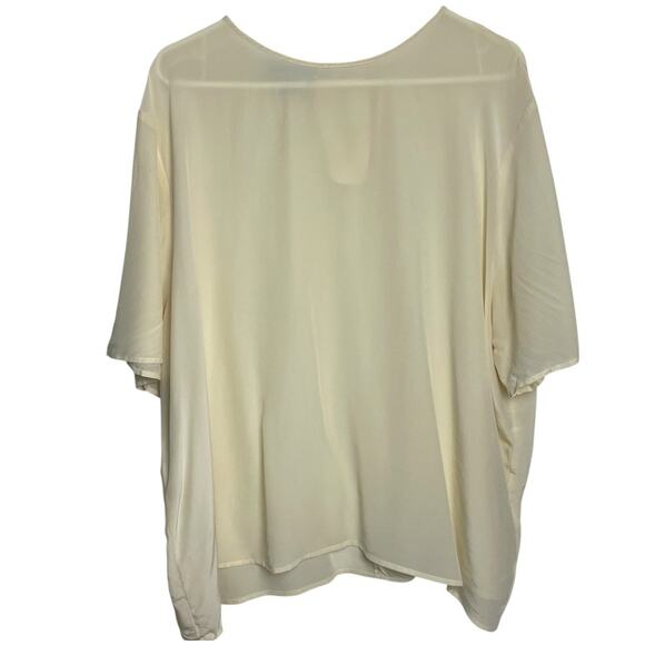 Jennifer Moore 100% Silk Blouse Womens 24 Cream Short Sleeve Flowy Minimalist - Picture 1 of 6
